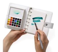 MEEDEN Coffret de peinture aquarelle de voyage - Journal de croquis portable avec 30 feuilles de papier aquarelle, 24 couleurs de peinture, pinceau et palette - Kit de peinture à l'eau pour débutants