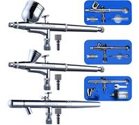 MEEDEN Ensemble de Pistolet à Airbrush 3 pièces: Aiguilles 0,25, 0,35, 0,5 mm pré-équipées - Alimentation par gravité et par Siphon pour l'art et Le modèle