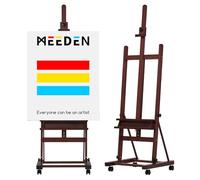 MEEDEN Grand Chevalet Bois en H: Chevalet Peinture Réglable de 190cm à 370cm avec 4 Roues Tenir la Toile jusqu'à 236cm - Stand de Dessin Pliable avec Rangement