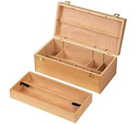 MEEDEN Grande boîte de rangement pour fournitures artistiques - Boîte à outils multifonction en bois de hêtre massif avec tiroir(s) pour pinceau, crayon, pastel, et autres fournitures artistiques,