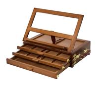 MEEDEN Grande Chevalet de Table avec 3 Tiroirs : Boîte de Croquis Réglable | Chevalet de table portable multifonctionnel avec rangement en hêtre pour artistes, étudiants en art et débutan, Noyer clair