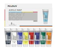 MEEDEN Heavy Body Peintures Acryliques : Finition satinée - 100ml / 3.38oz 8 Couleurs Primaires Epaisse Tubes de Peinture d’Art de Base pour Adultes Toile Bois Tissu