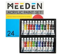 MEEDEN Kit de Peinture Acrylique: 24 Couleurs 12 ml Heavy Body Starter - Pigments Riches Non Toxiques pour Adultes - Peinture d'Art sur Toile, Bois, Tissu, Artisanat