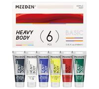 MEEDEN Kit de peinture acrylique mate 6 x 60 ml pour peinture sur toile et bois Peinture de base acrylique avec pigmentation intense pour débutants, artistes, adultes