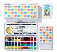MEEDEN Kit de Peinture Aquarelle de Voyage: 50 Couleurs Peintures Aquarelle pour Débutant avec Pinceaux et Concertina Livre de Coloration - Kit de Couleur d'Eau Portable pour la Peinture pour Adulte