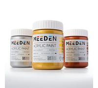 MEEDEN Kit de Peintures Acryliques Métalliques : Peinture Or Argent Cuivre 3 Couleurs x 300 ml pour Adultes sur Craft Décoration Cadeau de Noël - Peintures Epaisses à la Feuille d’Or pour Peinture