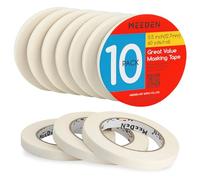 MEEDEN Lot de 10 Ruban de Masquage Peinture 0,5" avec un Total de 550 m Blanc Sans Acide, Facile à Décoller, Idéal Pour Peinture, Dessin, Toile, Papier, Aquarelle, Huile, Acrylique