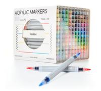 MEEDEN Lot de 120 marqueurs acryliques de couleurs : pointe fine et flexible Marqueur acrylique avec contrôle automatique des couleurs pour fournitures d'art, séchage rapide, stylo de peintre à double