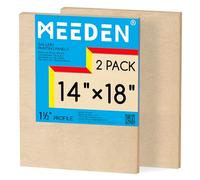 MEEDEN Lot de 2 panneaux de toile en bois brut : 35,6 x 45,7 cm | Panneau en bois de 2,5 à 1,3 cm de profondeur, panneau d'art vierge en bois bercé pour la peinture - Rectangle