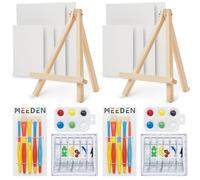 MEEDEN Lot de 28 pinceaux de peinture acrylique avec 2 chevalets en bois, 2 pièces 6 couleurs 12 ml acrylique, 10 pinceaux, 8 toiles - Kit de peinture pour enfants, étudiants, artistes et débutants
