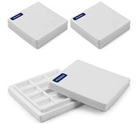 MEEDEN Lot de 3 palettes en céramique avec Couvercle et Palette de Peinture pour mélanger l'aquarelle et la Gouache, en Porcelaine Blanc Pur, Palette multifonctionnelle pour Loisirs et Artisanat