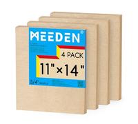 MEEDEN Lot de 4 panneaux de toile en bois brut : 1,9 cm de profondeur 27,9 x 35,6 cm - Panneaux en bois vierges pour peinture