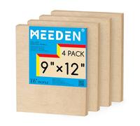 MEEDEN Lot de 4 panneaux de toile en bois brut : 22,9 x 30,5 cm | Panneau en bois de 2,5 à 1,3 cm de profondeur, panneau d'art vierge en bois bercé pour la peinture - Rectangle