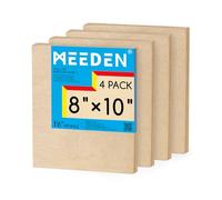 MEEDEN Lot de 4 panneaux de toile en bois brut de 20,3 x 25,4 cm | Panneau en bois de 2,5 à 1,3 cm de profondeur, panneau d'art vierge en bois bercé pour la peinture - Rectangle