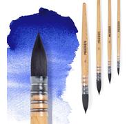 MEEDEN Lot de 4 pinceaux Professionnels pour Aquarelle avec Manche en Bois de hêtre, Parfaits pour Les débutants, Les Amateurs et Les Professionnels, Emballage Individuel