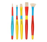 MEEDEN Lot de 5 pinceaux ronds plats et éventails pour enfants pour tous usages - Pinceaux de peinture pour peinture acrylique et lavable pour enfants d'âge préscolaire