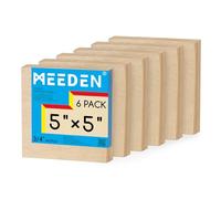 MEEDEN Lot de 6 panneaux de toile en bois brut : 1,9 cm de profondeur 12,7 x 12,7 cm - Panneaux en bois vierges pour peinture