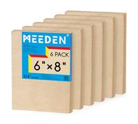 MEEDEN Lot de 6 panneaux de toile en bois brut : 1,9 cm de profondeur 15,2 x 20,3 cm - Panneaux en bois vierges pour peinture