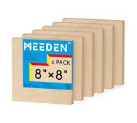 MEEDEN Lot de 6 panneaux de toile en bois brut : 1,9 cm de profondeur 20,3 x 20,3 cm - Panneaux en bois vierges pour peinture