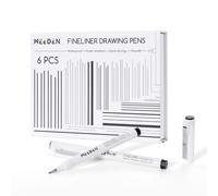 MEEDEN Lot de 6 stylos à dessin Micro Fineliner - Encre d'archivage étanche noire de 0,3 à 1,2 mm pour croquis, contour, illustration, manga, journal et dessin quotidien - S