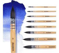 MEEDEN Lot de 9 pinceaux d'aquarelle professionnels en poils d'écureuil synthétiques avec manche en bois de hêtre, parfaits pour les artistes amateurs
