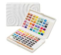 MEEDEN Lot de 96 aquarelles solides dans une boîte portable, ensemble aquarelle avec palette, pinceau et bacs de couleur personnalisables, idéal pour les artistes, les amateurs, les adultes, les