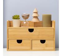 MEEDEN Organiseur de bureau avec tiroirs : boîte de rangement de bureau en bambou avec étagère - Boîte de rangement de table pour fournitures de toilette de bureau et de maison