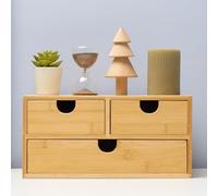 MEEDEN Organiseur de bureau avec tiroirs : boîte de rangement en bambou pour articles de toilette de bureau et de maison