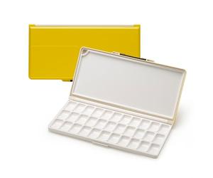 MEEDEN Palette Humide avec Couvercle: Palette Aquarelle Vide de Voyage avec Zones de Mélange - Palette Peinture Portable avec 33 Trous pour Aquarelle Gouache Acrylique, 32 x 16.5 cm Jaune