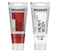 MEEDEN Peinture Acrylique Cramoisi: 100 ml Tube Peinture Acrylique Epaisse avec Couleur Blanche Titane Supplémentaire pour Débutant Adulte Artiste