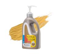 MEEDEN Peinture acrylique dorée métallisée : 1 l de peinture liquide avec couvercle à pompe - Peintures d'art dorées pour toile, artisanat, studio, école, peintures murales et coulées