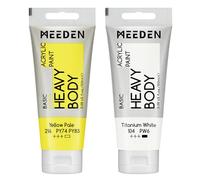 MEEDEN Peinture Acrylique Jaune Pâle: 100 ml Tube Peinture Acrylique Epaisse avec Couleur Blanche Titane Supplémentaire pour Bois Tissu Verre