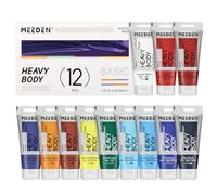 MEEDEN Peinture Acrylique - Kit de 12 Couleurs 60ml (2 oz) pour Adultes - Peinture Acrylique Basique pour Verre Pierre Porcelaine