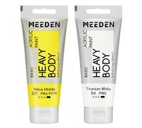 MEEDEN Peinture Acrylique Milieu Jaune: 100 ml Tube Peinture Acrylique Epaisse avec Couleur Blanche Titane Supplémentaire pour Débutant Adulte Artiste