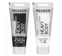 MEEDEN Peinture Acrylique Noir Mars: 100 ml Tube Peinture Acrylique Epaisse avec Couleur Blanche Titane Supplémentaire pour Bois Tissu Verre
