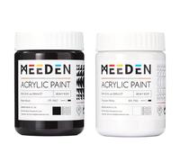 MEEDEN Peinture acrylique noire et blanche : 300 ml x 2 pots de peinture acrylique épaisse pour artistes professionnels peinture sur toile