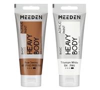MEEDEN Peinture Acrylique Ocre Cru: 100 ml Tube Peinture Acrylique Epaisse avec Couleur Blanche Titane Supplémentaire pour Bois Tissu Verre