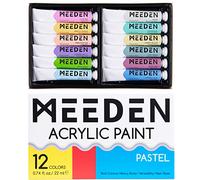 MEEDEN Peinture Acrylique Pastel, Lot de 12 Couleurs (0,74 Oz, 22 Ml), Pigments Riches En Viscosité, Peintures Artisanales Non Toxiques Pour Les Artistes, Débutants, Enfants, Adults