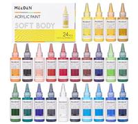 MEEDEN Peinture Acrylique Pouring: 24 Colors x 60ml/2oz Kit de Peinture Acrylique Liuqide pour Adultes pour Bois Textile Verre