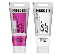 MEEDEN Peinture Acrylique Rouge Pêche: 100 ml Tube Peinture Acrylique Epaisse avec Couleur Blanche Titane Supplémentaire pour Toile Art Peinture