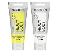 MEEDEN Peinture Acrylique Teinte Jaune Citron: 100 ml Tube Peinture Acrylique Epaisse avec Couleur Blanche Titane Supplémentaire pour Toile Art Peinture