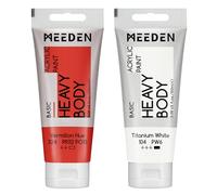 MEEDEN Peinture Acrylique Teinte Vermnilion: 100 ml Tube Peinture Acrylique Epaisse avec Couleur Blanche Titane Supplémentaire pour Toile Art Peinture