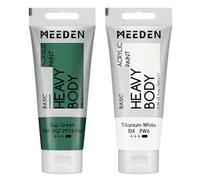 MEEDEN Peinture Acrylique Vert Sève: 100 ml Tube Peinture Acrylique Epaisse avec Couleur Blanche Titane Supplémentaire pour Toile Art Peinture