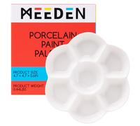 MEEDEN Plateau de palette de peinture en porcelaine à 7 puits, plateau de mélange de couleurs d'artiste de 4-3/4 pouces pour peinture à l'aquarelle et à la gouache, rond, blanc