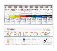 MEEDEN Professional Acrylic Paint Set: Tubes de peinture acrylique pour corps lourd de qualité d’artiste - fournitures d’art pour peinture sur toile - 60ml*9 Tubes