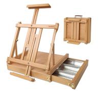 Meeden Studio Sketchbox Chevalet de table avec tiroir doublé en métal - Réglable en bois de hêtre massif et chevalet de boîte à croquis avec rangement, parfait pour studio ou Plein Air