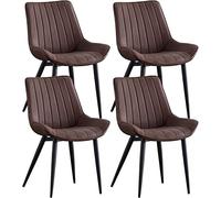 Meedlopia Chaises de Cuisine en Cuir synthétique, lot 4, avec dossiers ergonomiques, pour cafés, Pieds Noirs, Loisirs (Marron)