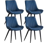 Meedlopia Chaises de Cuisine en Cuir synthétique, lot 4, avec dossiers ergonomiques, pour cafés, Pieds Noirs, Loisirs (Bleu)