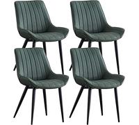 Meedlopia Chaises de Cuisine en Cuir synthétique, lot 4, avec dossiers ergonomiques, pour cafés, Pieds Noirs, Loisirs (Vert)