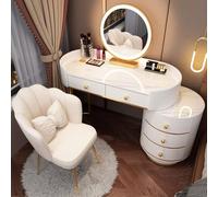 Meedlopia Coiffeuse avec éclairage Miroir et chaises, Coiffeuse avec tiroirs, Coiffeuse Chambre à Coucher Commode avec Tabouret, Rangement pour Filles